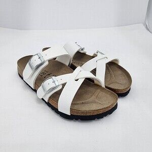 Birkenstock Nepal Women 8/39 White Birkoflor Crisscross Sandals Discontinued NOS